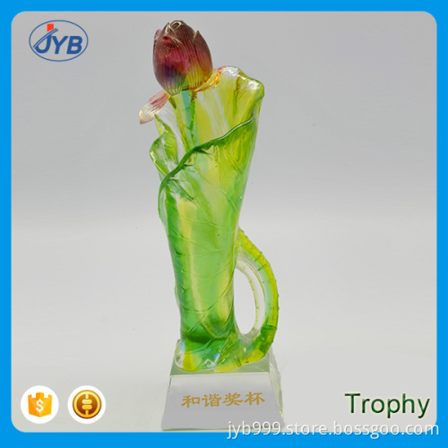 custom beautiful ornament fancy green crystal trophy